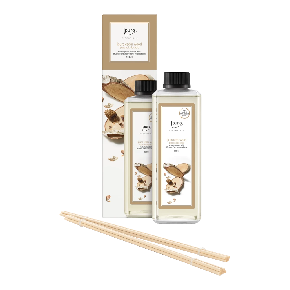 Ipuro Refill Cedar Wood 500ml - Navulling Geurstokjes 3 Ipuro Refill Cedar Wood 500ml - Navulling Geurstokjes