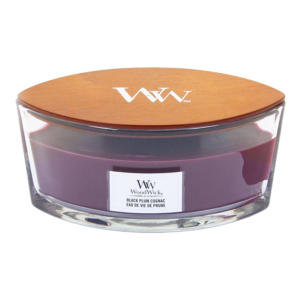 Woodwick Black Plum Cognac Ellipse Candle - Geurkaars 3 Woodwick Black Plum Cognac Ellipse Candle - Geurkaars