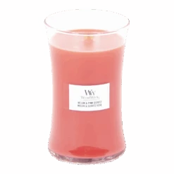 Woodwick Melon & Pink Quartz Large Candle - Geurkaars -Huisdecoratie woodwick melon pink quartz l cande geurskaars 2 3