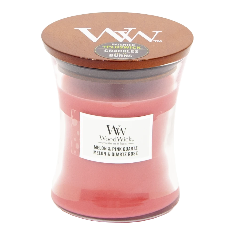 Woodwick Melon & Pink Quartz Medium Candle - Geurkaars 3 Woodwick Melon & Pink Quartz Medium Candle - Geurkaars