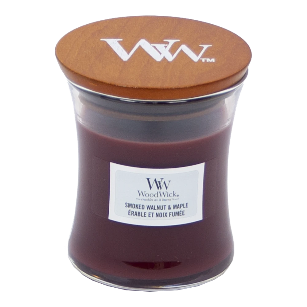 Woodwick Smoked Walnut & Maple Mini Candle - Geurkaars 3 Woodwick Smoked Walnut & Maple Mini Candle - Geurkaars