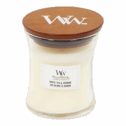 Woodwick White Tea & Jasmine Mini Candle - Geurkaars