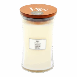 Woodwick White Teak Large Candle - Geurkaars